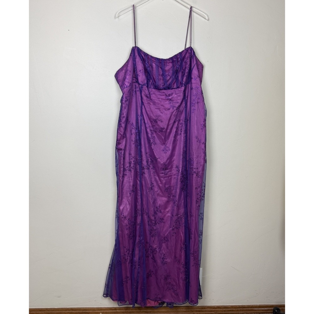 Vtg Zum Zum Purple Glitter Formal Dress Y2K Fairy Prom HoCo 2XL Sheer READ - Picture 2 of 13